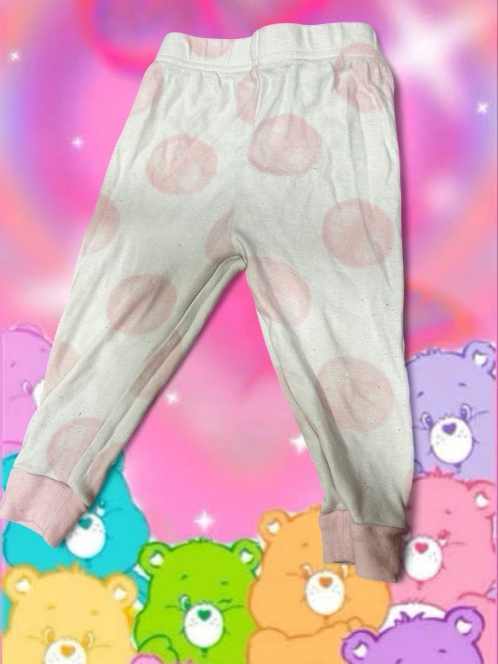 Kids White and Pink Polka Dot Pajama Bottoms